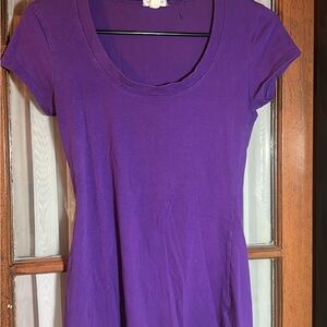 Zenana Outfitters Purple Scoop Neck Short Sleeve Tee